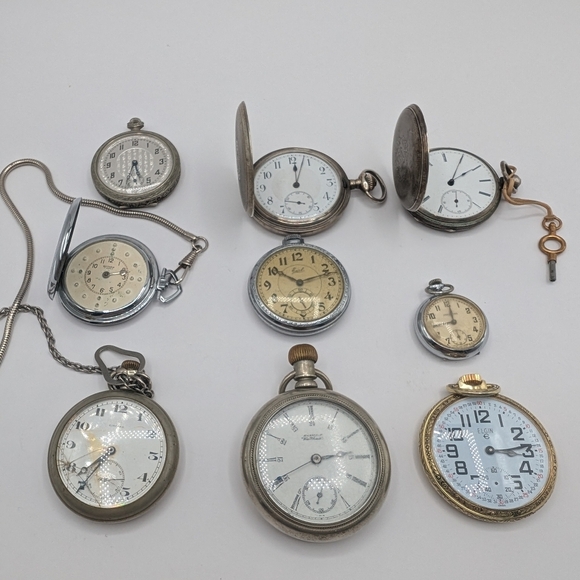Other - Lot of 9 Pocket Watches - Various - PARTS/REPAIR only